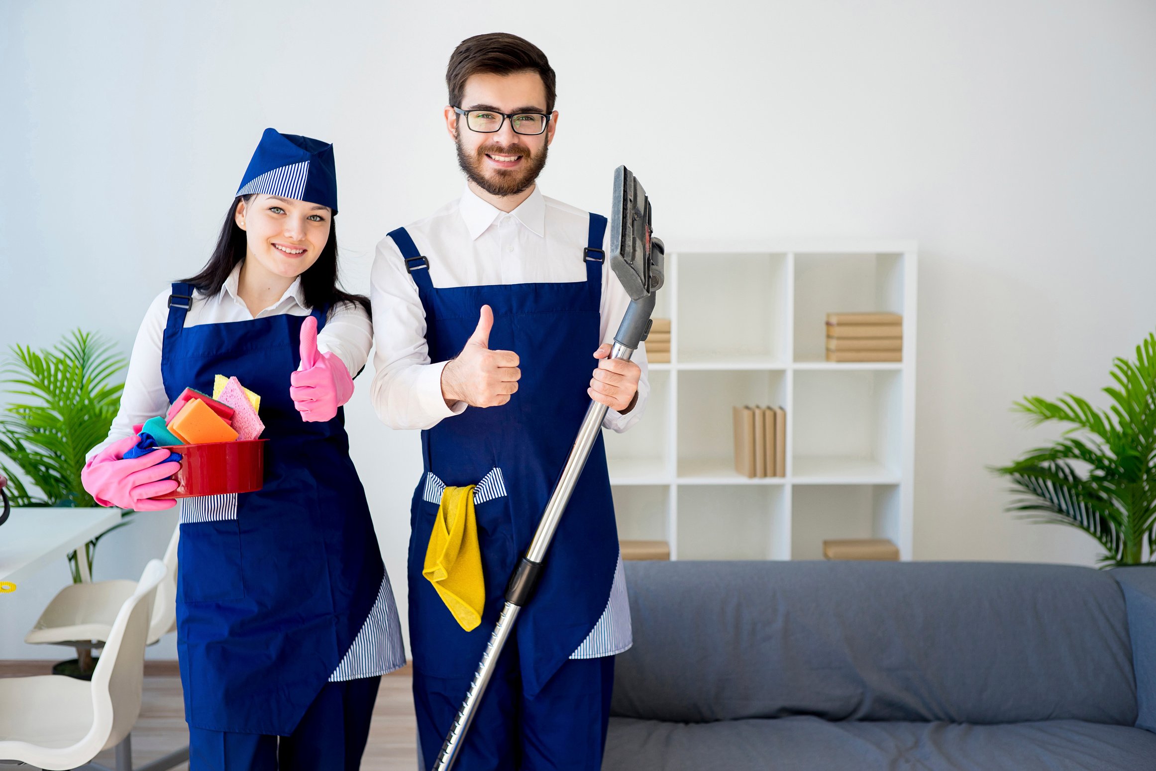 Cleaning service workers